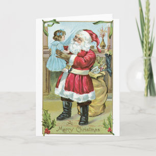 Fille du père noël de carte de Noël de 045 crus
