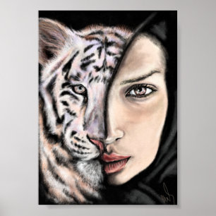 Fille du Tigre Blanc - Affiche Emotion - Art de pe