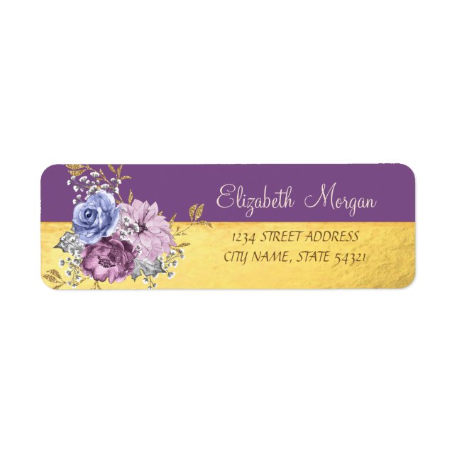Fille Élégante, Or, Fleurs violettes (Devant)