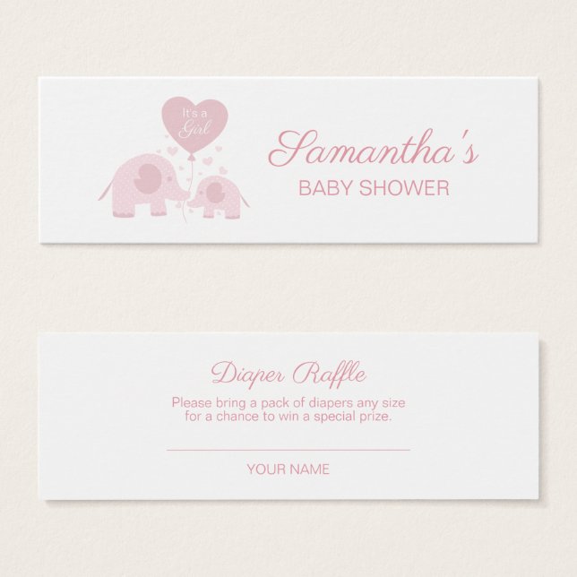 Fille Eléphante Rose Blush Baby shower Déchets Raf (Devant & derrière)