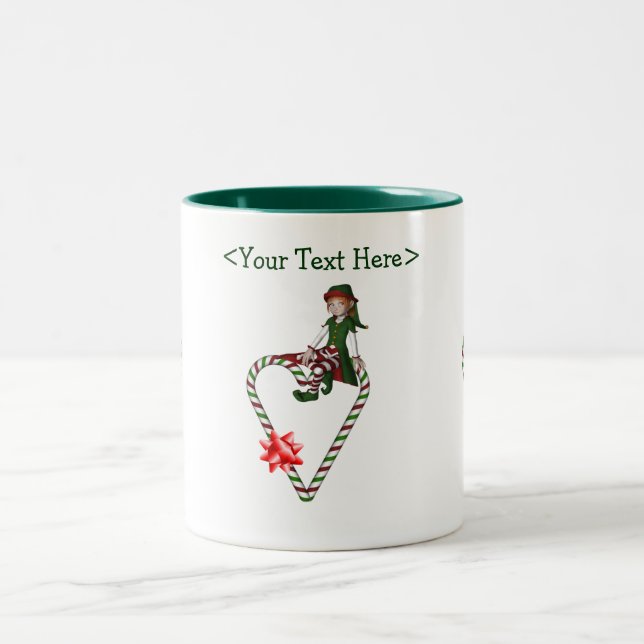 Fille Elf Coeur Personnalisé Noël Fête Mug (Centre)