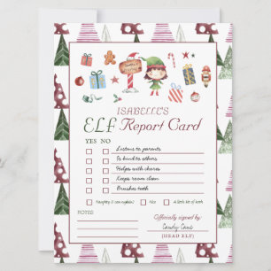 Fille Elfe   Carte de Réussite de l'Elfe de Noël p