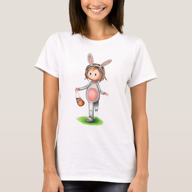 Fille en costume lapin T-shirt de Pâques (Devant)