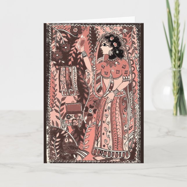 Fille en Rose Festive Cartes de voeux (Devant)