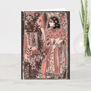 Fille en Rose Festive Cartes de voeux