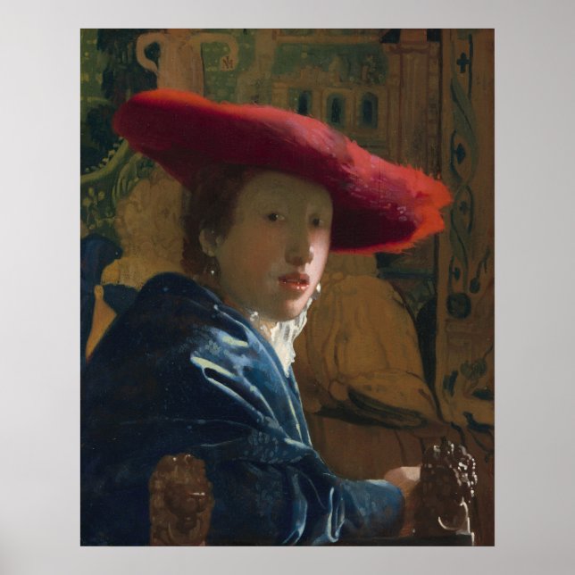 Fille et Casquette rouge - Johannes Vermeer Poster (Devant)