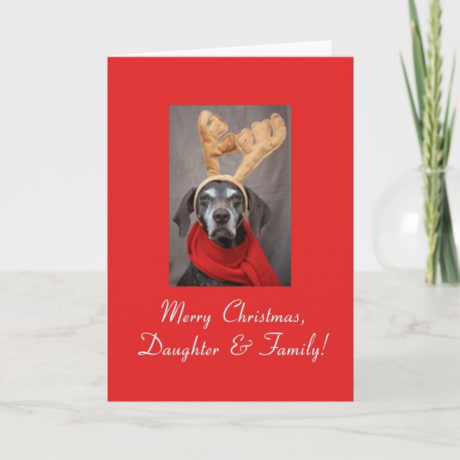 Fille et famille Joyeuse carte de Noël (Devant)