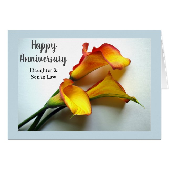Fille et fils en droit Anniversaire Calla Lilies (Devant horizontal)