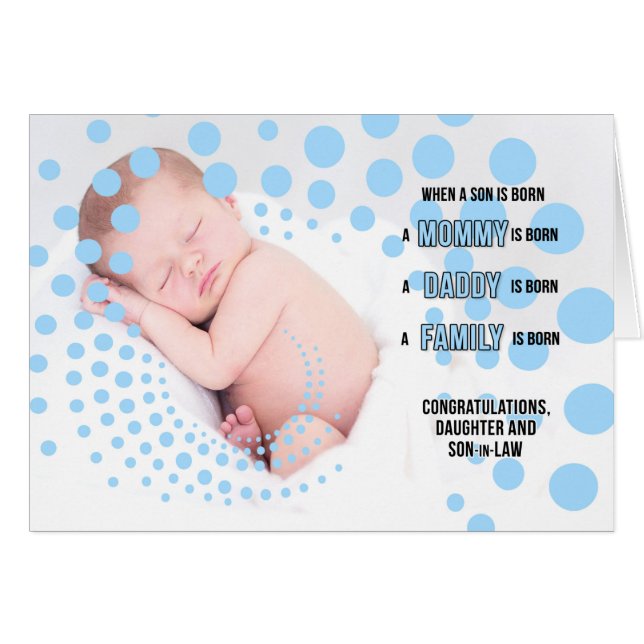 Fille et Fils en droit Bébé Garçon Félicitations (Devant horizontal)