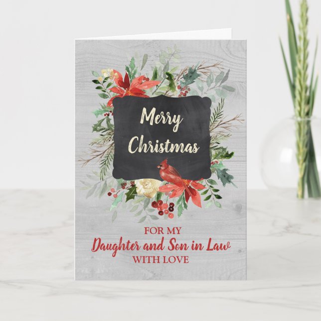 Fille et Fils en droit Joyeuse carte de Noël (Devant)