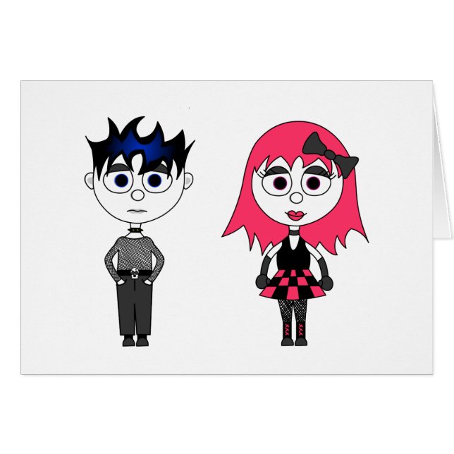Fille et garçon mignons de Goth de bande dessinée (Devant horizontal)
