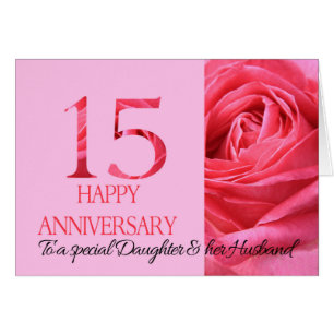 Fille et mari Anniversaire Carte Rose rose
