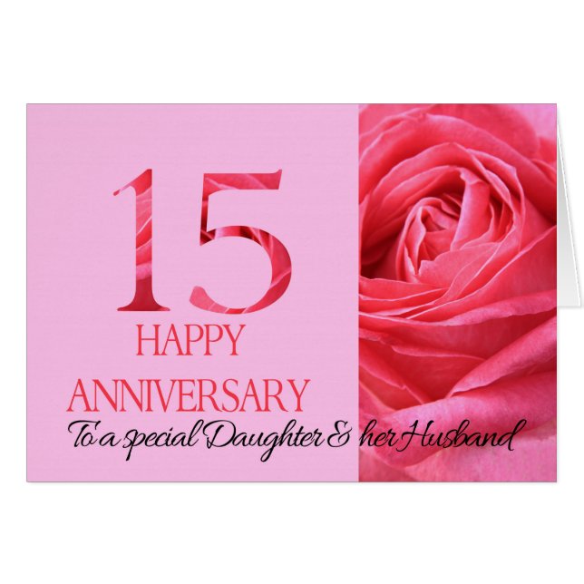Fille et mari Anniversaire Carte Rose rose (Devant horizontal)
