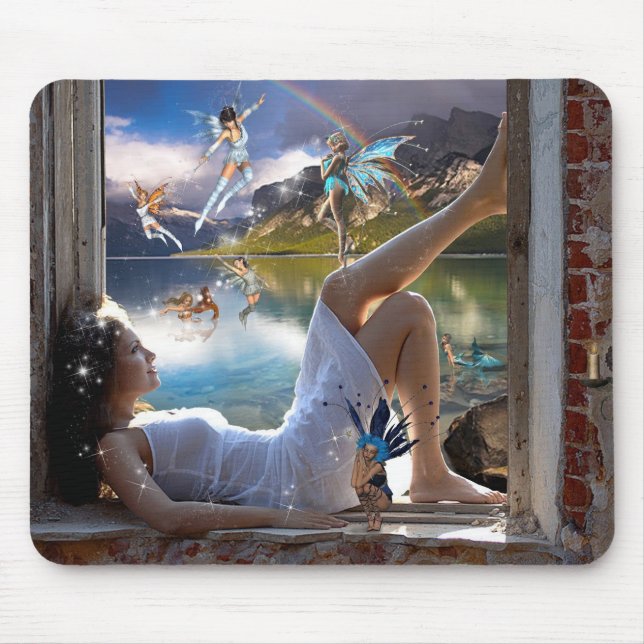 Fille et tapis de souris de fées (Devant)