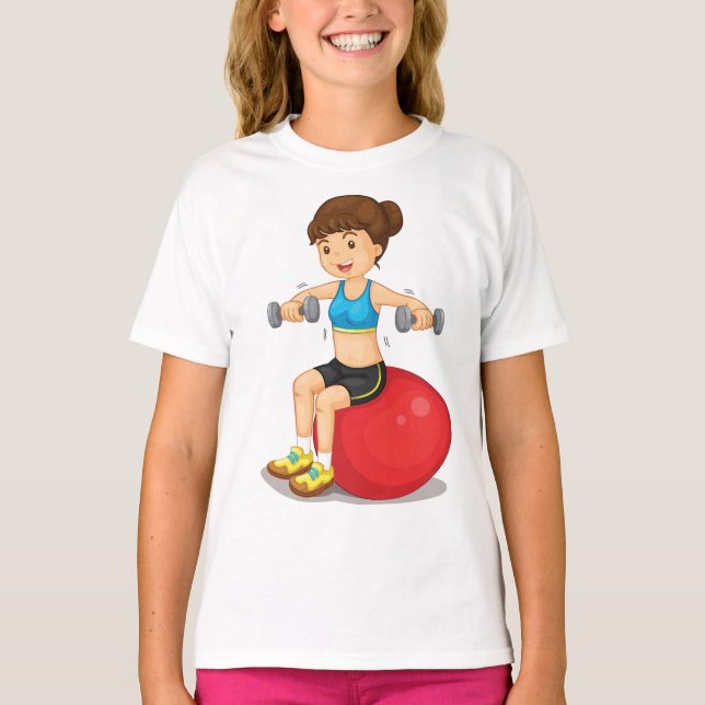 Fille Exercice Avec Poids Filles T-Shirt (Devant)