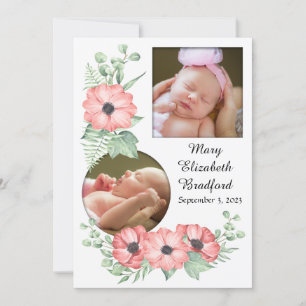 Fille Faire-part de naissance Carte photo