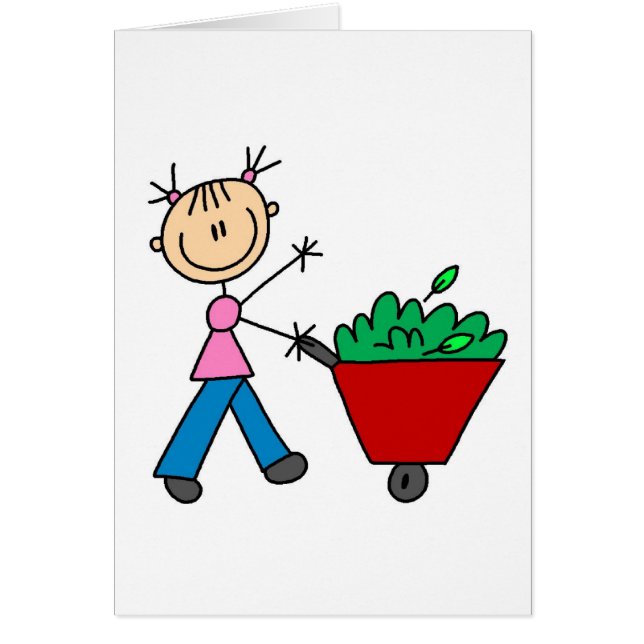 Fille faisant la carte de Yardwork (Devant)