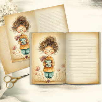 Fille Fantaisiste avec Page de Journal de Bord Fle