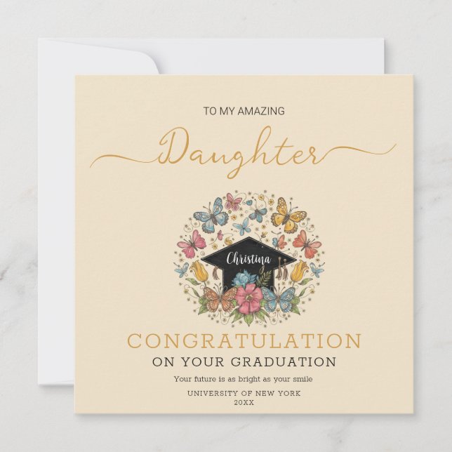 Fille Fille Fleur Printemps Fête Carte de Graduati (Devant)
