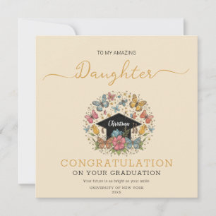 Fille Fille Fleur Printemps Fête Carte de Graduati