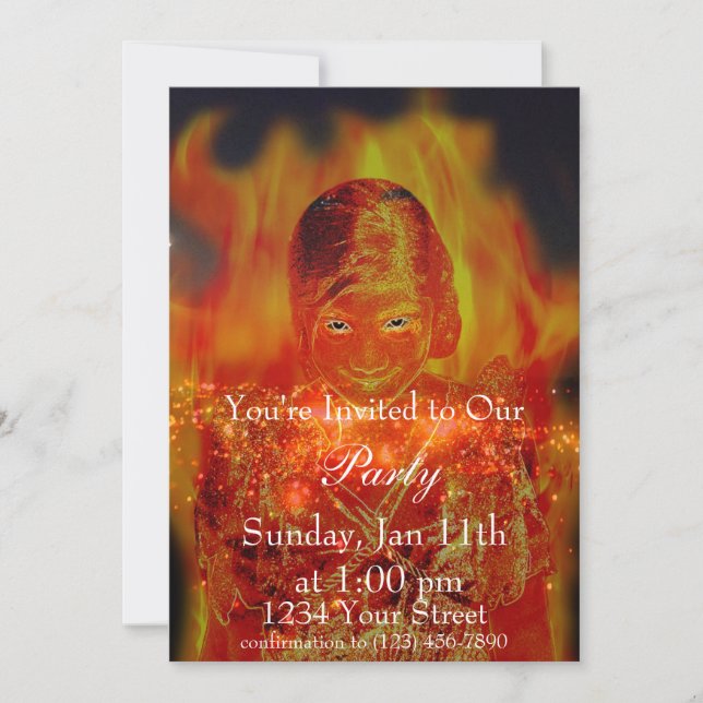 Fille flamme Invitation complet (Devant)