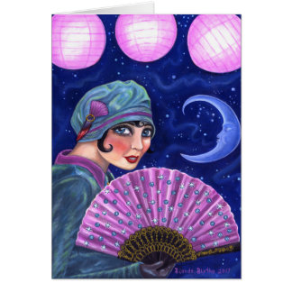 Fille Flapper des Années Folles Éventail Lune Étoi