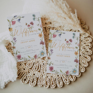 Fille Fleur sauvage d'aquarelle Invitation d'anniv