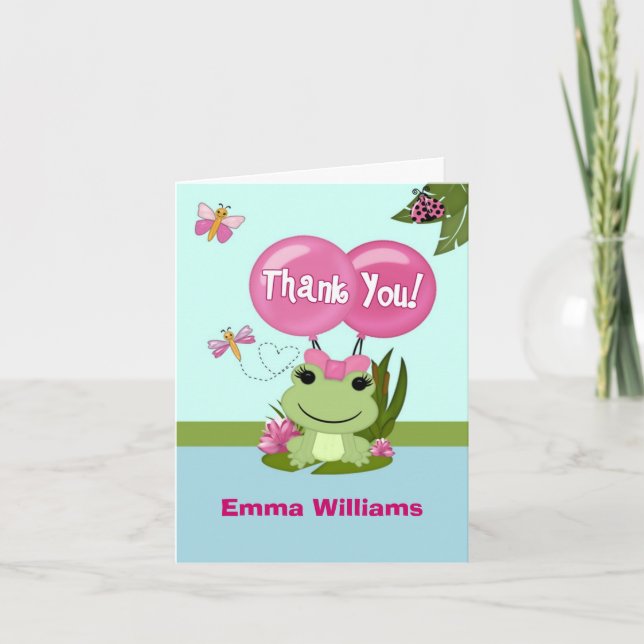Fille FROG anniversaire Merci Carte de note de rem (Devant)