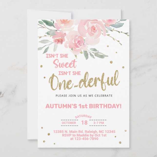 Fille géniale 1ère invitation de premier anniversa (Devant)