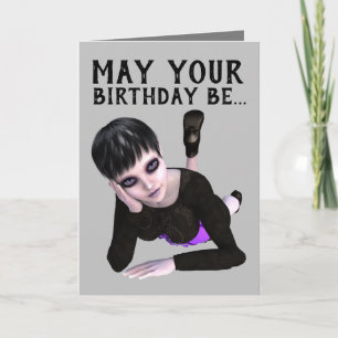 FILLE GOTHIQUE EMO, CARTES D'ANNIVERSAIRE TORDUES
