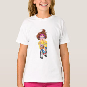 Fille heureuse avec T-Shirt de vélo