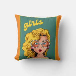 Fille Jaune branchée Belle coussin