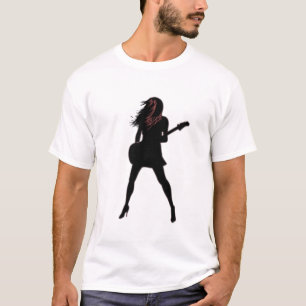Fille Jouant Guitare T-Shirt Rock N Roll Party