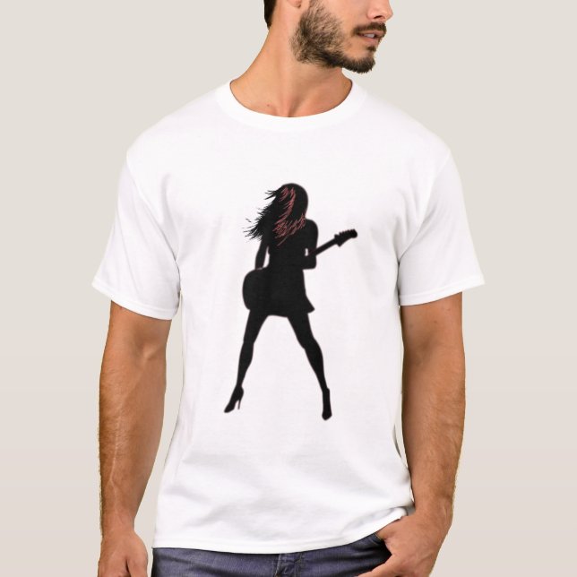 Fille Jouant Guitare T-Shirt Rock N Roll Party (Devant)