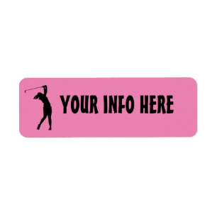 FILLE LADY GOLFER GOLF rose RETOUR ADRESSE ÉTIQUET