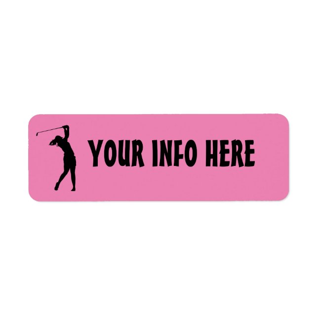 FILLE LADY GOLFER GOLF rose RETOUR ADRESSE ÉTIQUET (Devant)