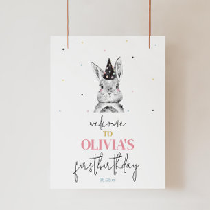 Fille Lapin Lapin Affiche de bienvenue de fête d'a