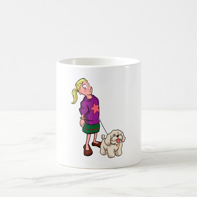 Fille Marcher Un Chien Café Mug (Créateur téléchargé)