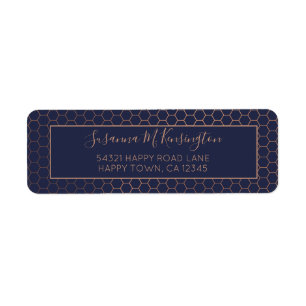 Fille Marine et Rose Gold Foil Hexagon géométrique