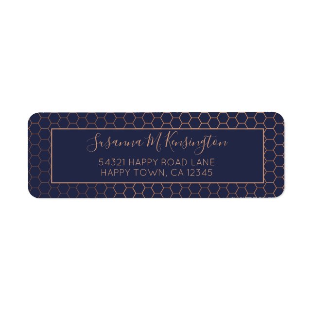 Fille Marine et Rose Gold Foil Hexagon géométrique (Devant)