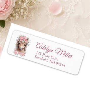 Fille Mignonne Cheval Floral Rose Premier Annivers