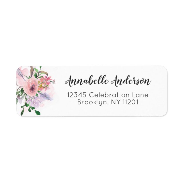 Fille Moderne Floral Rose Pastel Rose Aquarelle (Devant)