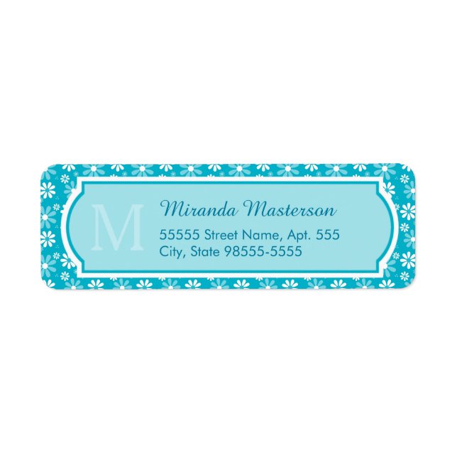 Fille Monogramme Turquoise Daisy Fleurs Avec Nom (Devant)