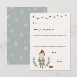 Fille Noël Merci note, remplir la carte