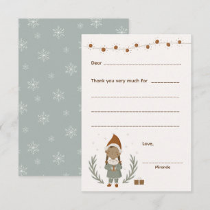 Fille Noël Merci note, remplir la carte