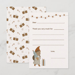 Fille Noël Merci note, remplir la carte