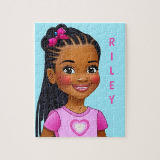 Fille noire avec tresses Puzzle personnalisé