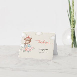 Fille ours en peluche montgolfière plié merci