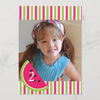 Fille pastèque Invitation Anniversaire Vert rose
