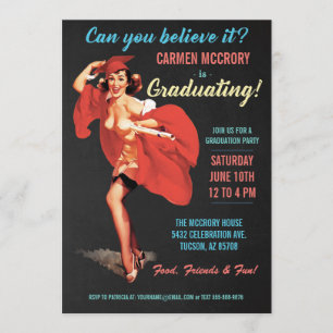 Fille Pin- vintage des invitations d'obtention